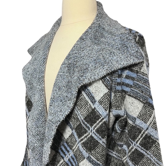Joseph A. NWT Draped Open Cardigan ~ Blue & Gray Plaid ~ 2X - Picture 4 of 11